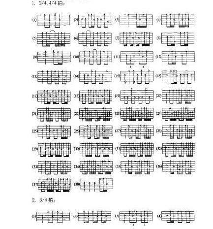 吉他扫弦的强弱,比如4\/4拍的`蓝莲花·这首歌,