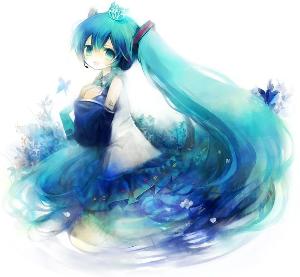 [br]  初音未来(, 初音未来)由插画家kei以动漫风格设计人物及绘画