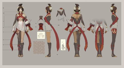 角色设计三视图 手绘