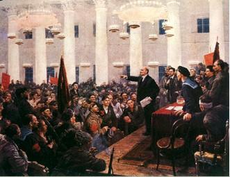 十月革命后,列宁出席全俄苏维埃代表大会第二次会议; 十月革命后,列宁