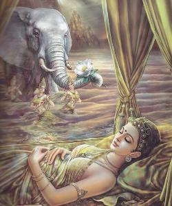 伟大导师释迦牟尼佛的一生; 梦象受孕:佛陀的母亲摩耶夫人梦见白象而