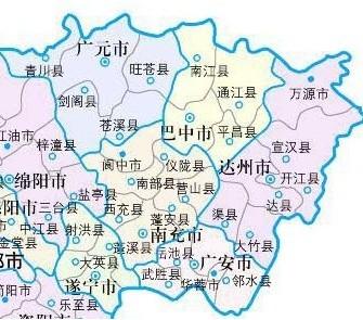 巴中行政地图