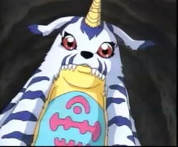 周围的数码宝贝很恐惧加鲁鲁兽的毛皮