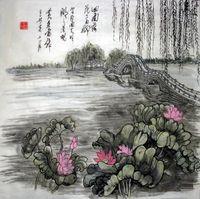 cm*68cm)的水墨淡彩画