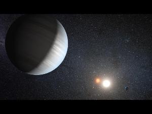 开普勒太阳系,该星系中有两颗相互围绕运行的恒星,并且还有两颗行星