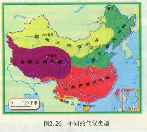 中国的季风区划分图