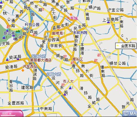 南长街地图; 江苏省无锡市地图