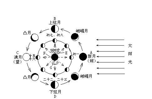 手绘月相变化图