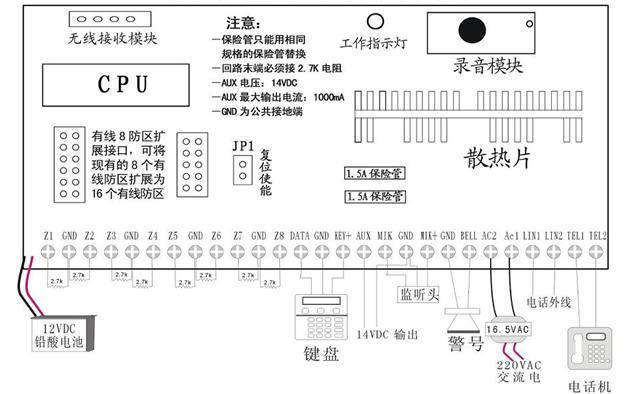 晶盾有限防盗报警主机安装接线图