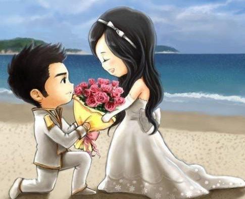 婚纱照剪影求婚手绘