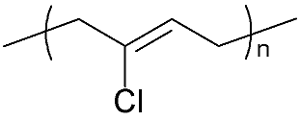 分子结构式:   又称氯丁二烯橡胶,是氯丁二烯(即2-氯-1,3-丁二烯)为