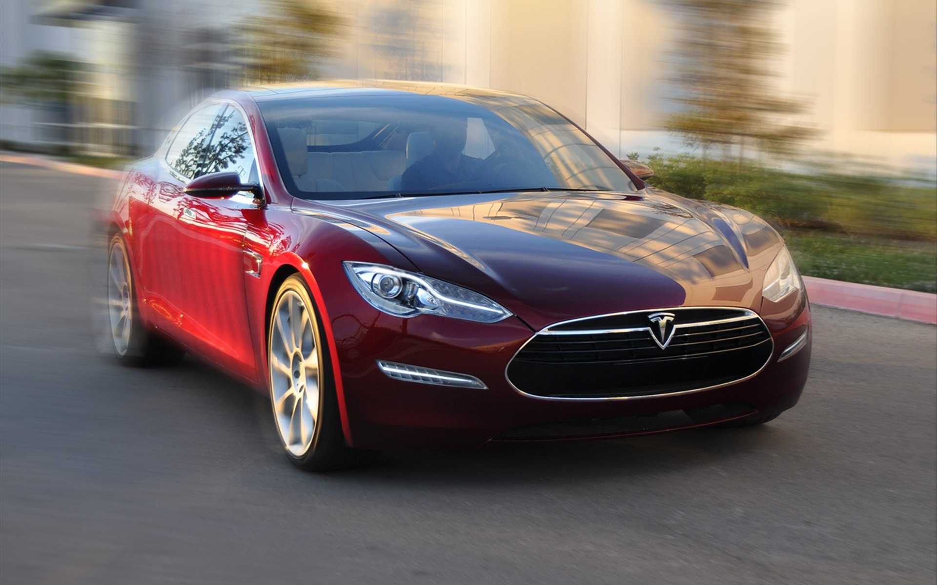 Tesla特斯拉红色汽车壁纸
