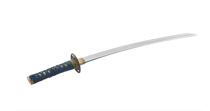 日本刀按其形状分类:毛拔形太刀:茎兼柄(つか,tsuka)之功用的太刀
