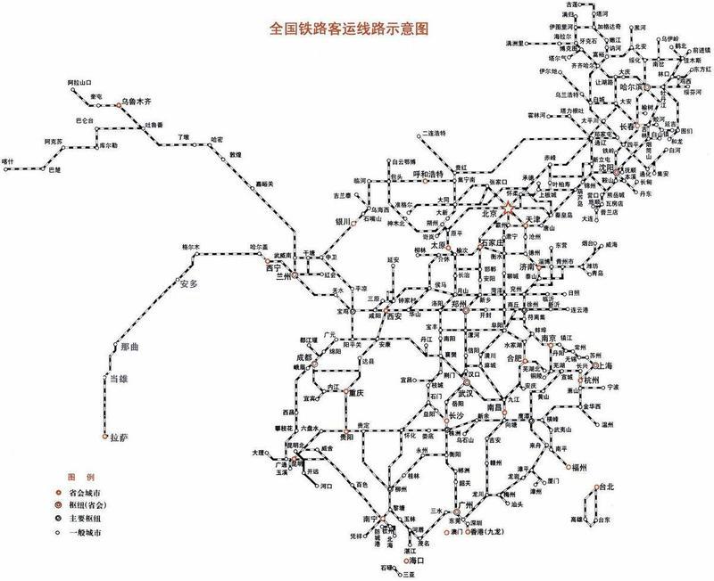 中国铁路网分布图