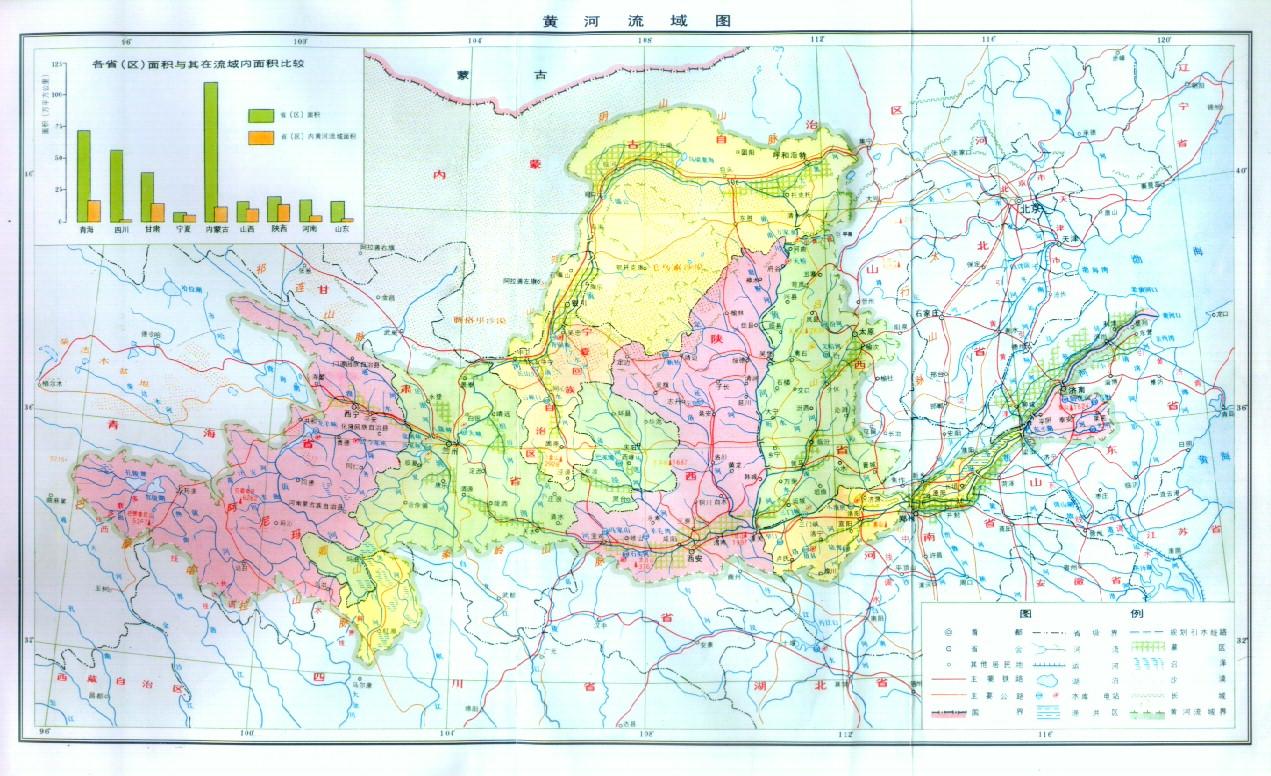 黄河流域手绘地图