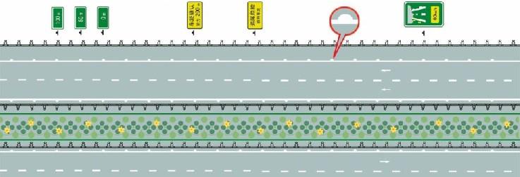 白色半圆状车距确认线