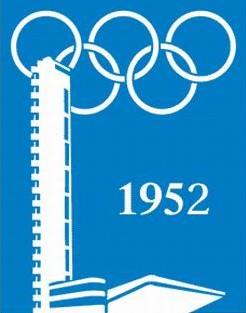 1952年芬兰赫尔辛基奥运会会徽图案的设计简洁而清晰,主要表现了奥运