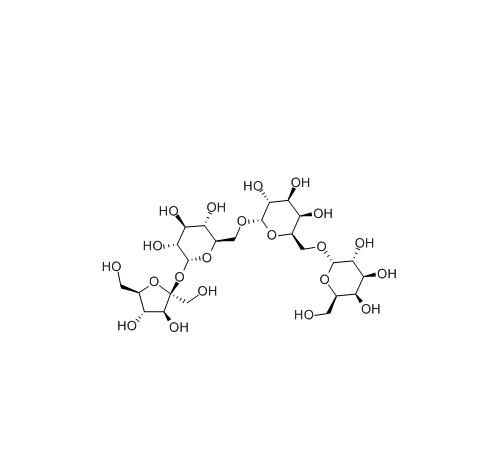 其分子结构:"半乳糖-半乳糖-葡萄糖-果糖",分子式为c24h42o21,相对