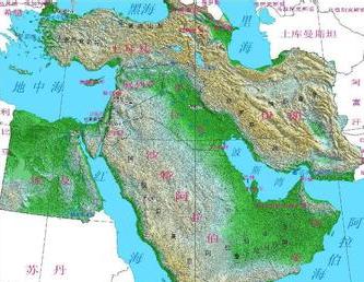《中东地图》,该书介绍了中东地区及各个国家政区