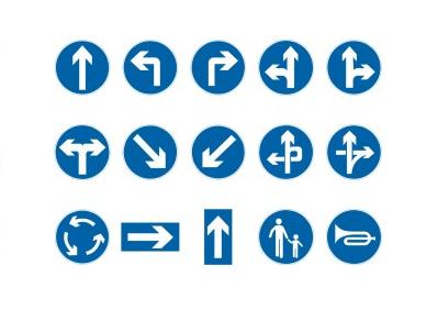 指示标志是交通标志中主要标志的一种,用以指示车辆和行人按规定方向