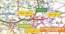 574公里,路线起于桂粤两省区交界处筋竹,经大业,归义,终于岑溪市塘化