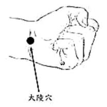 大陵穴dlng(pc7)大陵经络穴位名;出自《灵枢本输》.