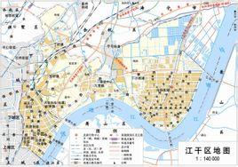 22平方公里,全区常住人口312049人,外来人口380283人,江干区辖6个街道