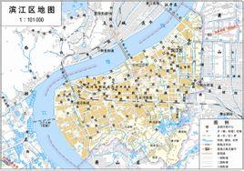 滨江区位于杭州市南,钱塘江下游,距杭州市中心约7公里,境内地势平坦