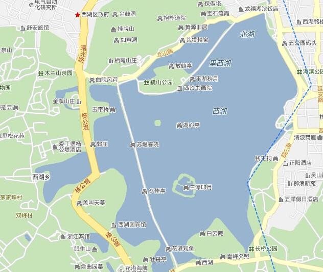 杭州西湖旅游示意图