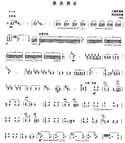 彝族舞曲刘天礼曲谱80年代_彝族舞曲王中山曲谱