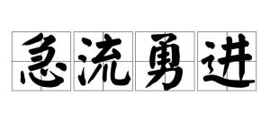 急流勇进,汉语成语,拼音是jí liú yòng jìn,意思为在急流中要勇于