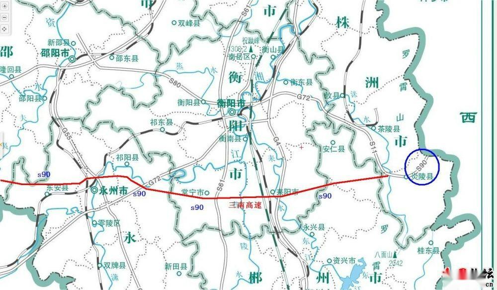 西止于湖南省祁阳县长虹街许家亭村附近,与衡永高速线衔接