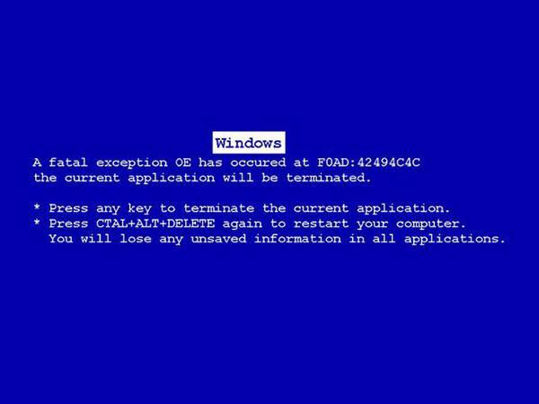 微软操作系统的经典死机提示 屏幕.