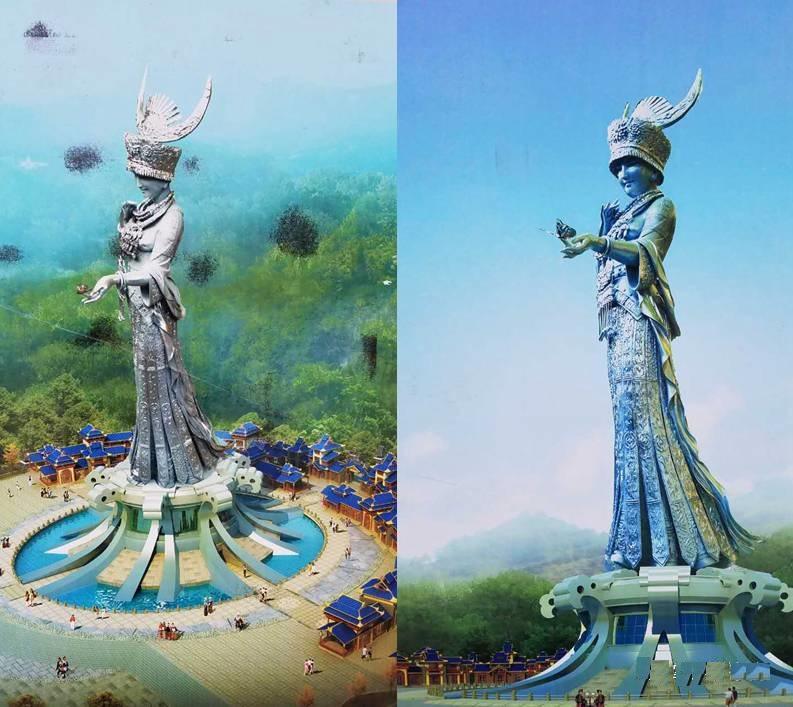 仰阿莎大型雕像坐落于贵州省剑河县仰阿莎湖畔,2017年4月底建成完工.