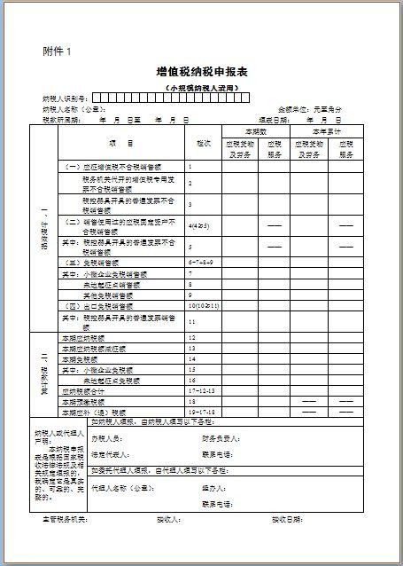 增值税纳税申报表