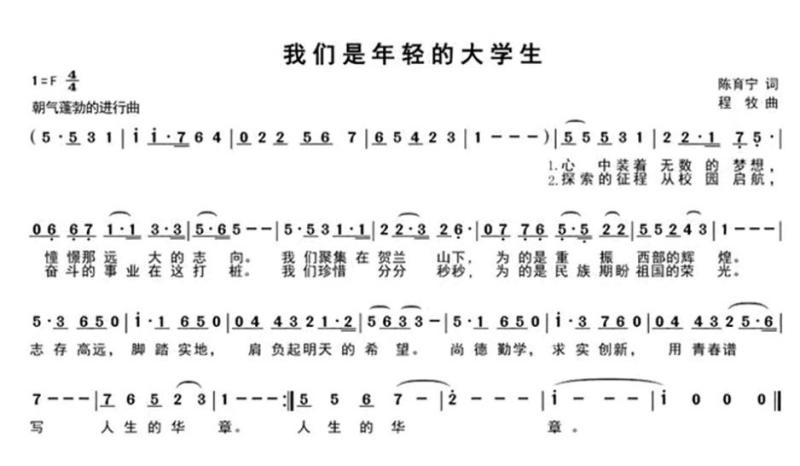 《我们是年轻的大学生》是宁夏大学校歌,由陈育宁作词,程牧作曲