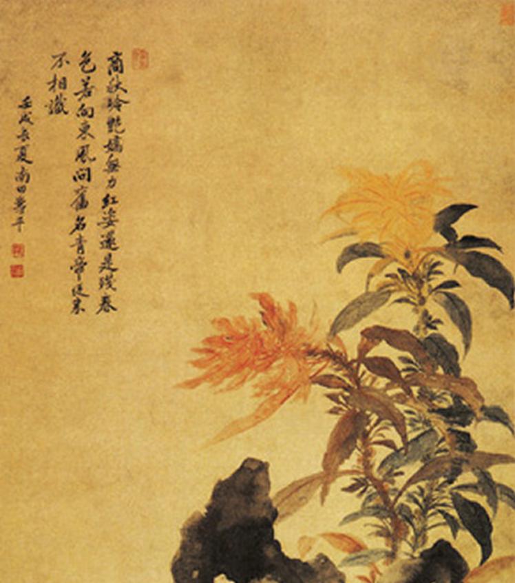 《锦石秋花图》是清代画家恽寿平于康熙二十一年(1682年)创作的纸本