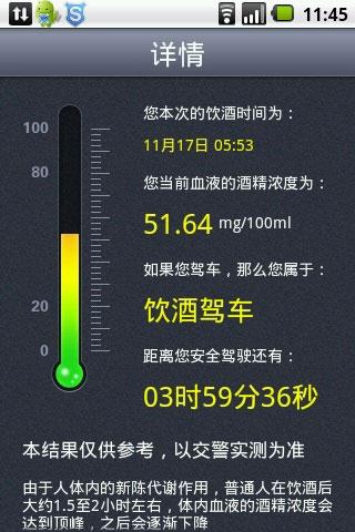 1,根据用户所输饮酒信息,及时测试车主血液中的酒精浓度