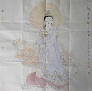 文轩画廊代理画家庄道静敬绘观音