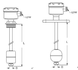 磁性浮球液位变送器尺寸