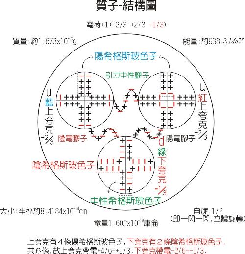质子-内部结构模型图