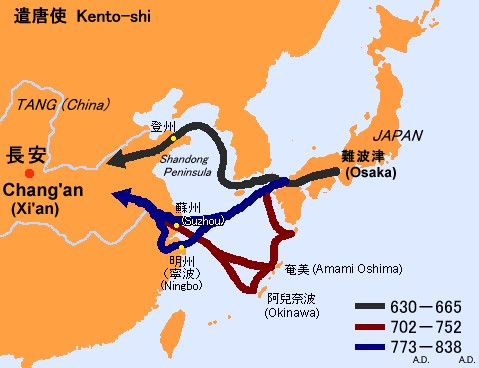 日本遣唐使的航路