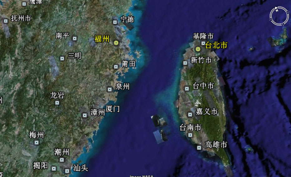 台湾海峡卫星地图图片
