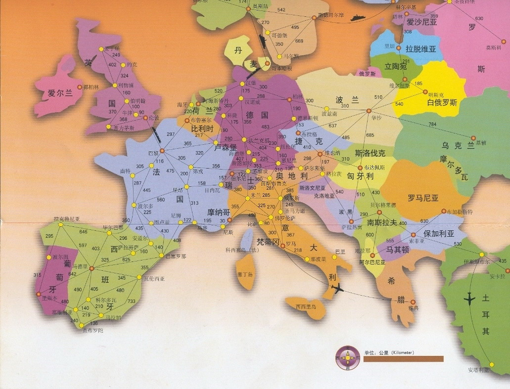欧洲地图中文版 放大图片