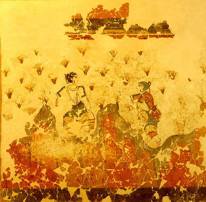 番红花采集者,圣托里尼壁画