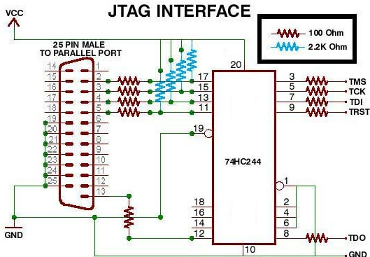 Схема jtag 74hc244