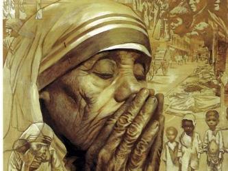 特蕾莎修女 -- 万俊彦先生的油画作品.