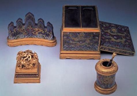 大清乾隆年製在銘 開運置物 白銅細工 時代美品 雙龍文高彫 文房具 筆洗 