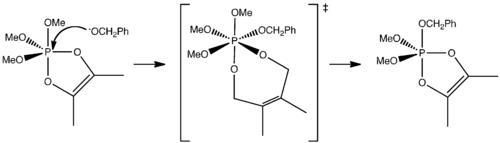 碱催化下五配位磷化合物醇解的机理