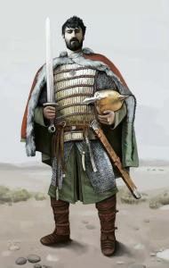 一名全副武装的西哥特武士